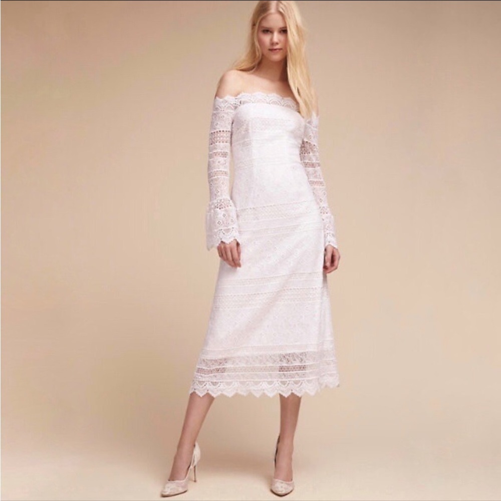 AMUR BHLDN Anthropologie Abriana Off-The-Shoulder Lace‎ Dress Size 0 Women